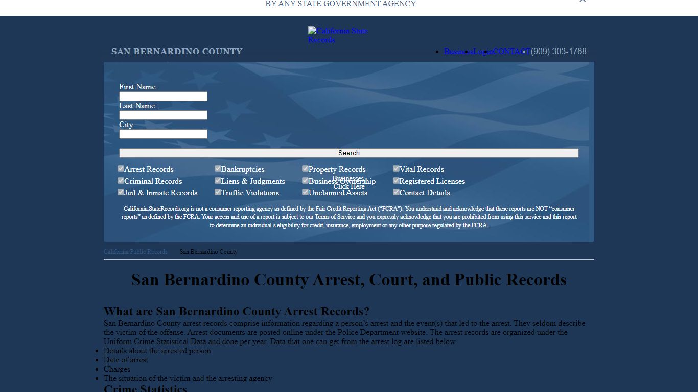 San Bernardino County Arrest, Court, and Public Records